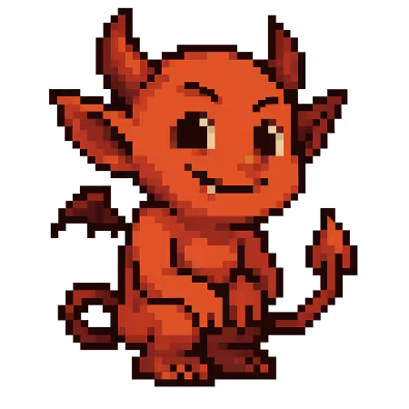 The Imp mascot in a cavern, symbolizing resisting impulse spending